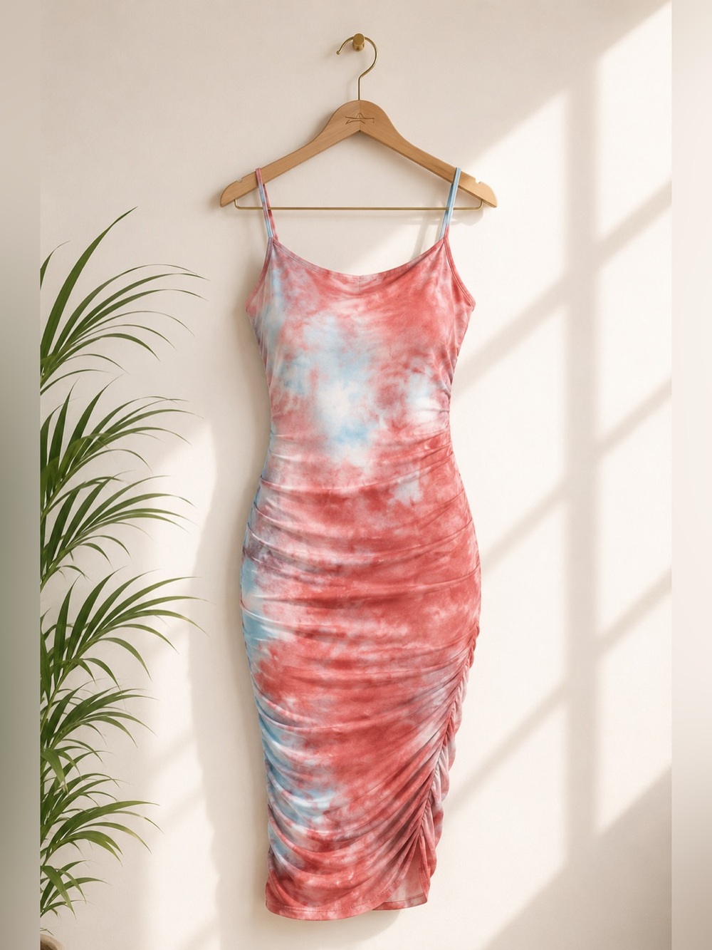 Tye dye ruched dress